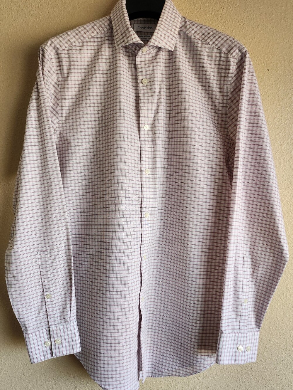 Calvin Klein Men’s Slim Fit Stretch Plaid Dress Shirt – Size 16 32/33
